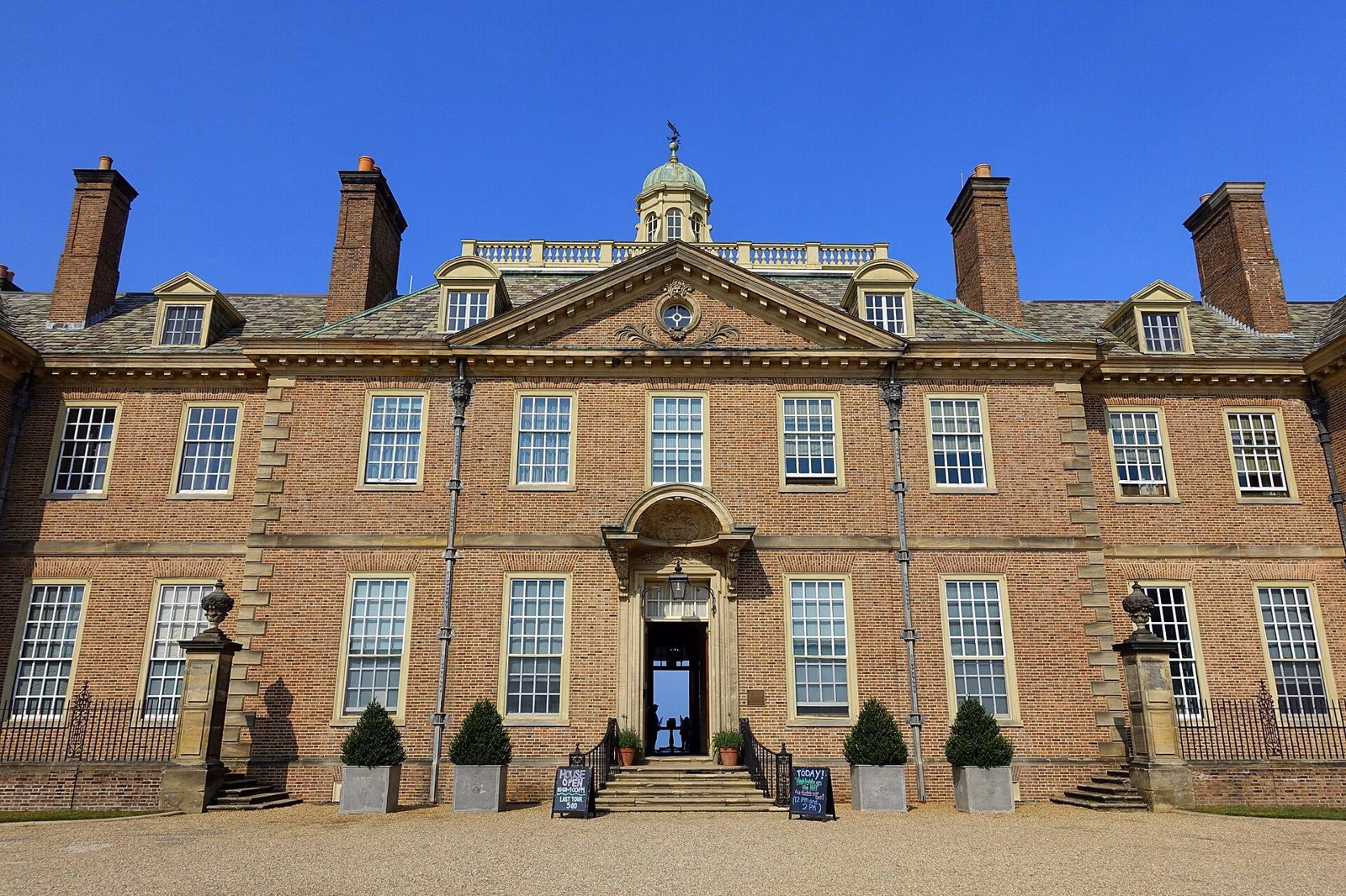 The front entrance and forecourt of the Great House at Castle Hill