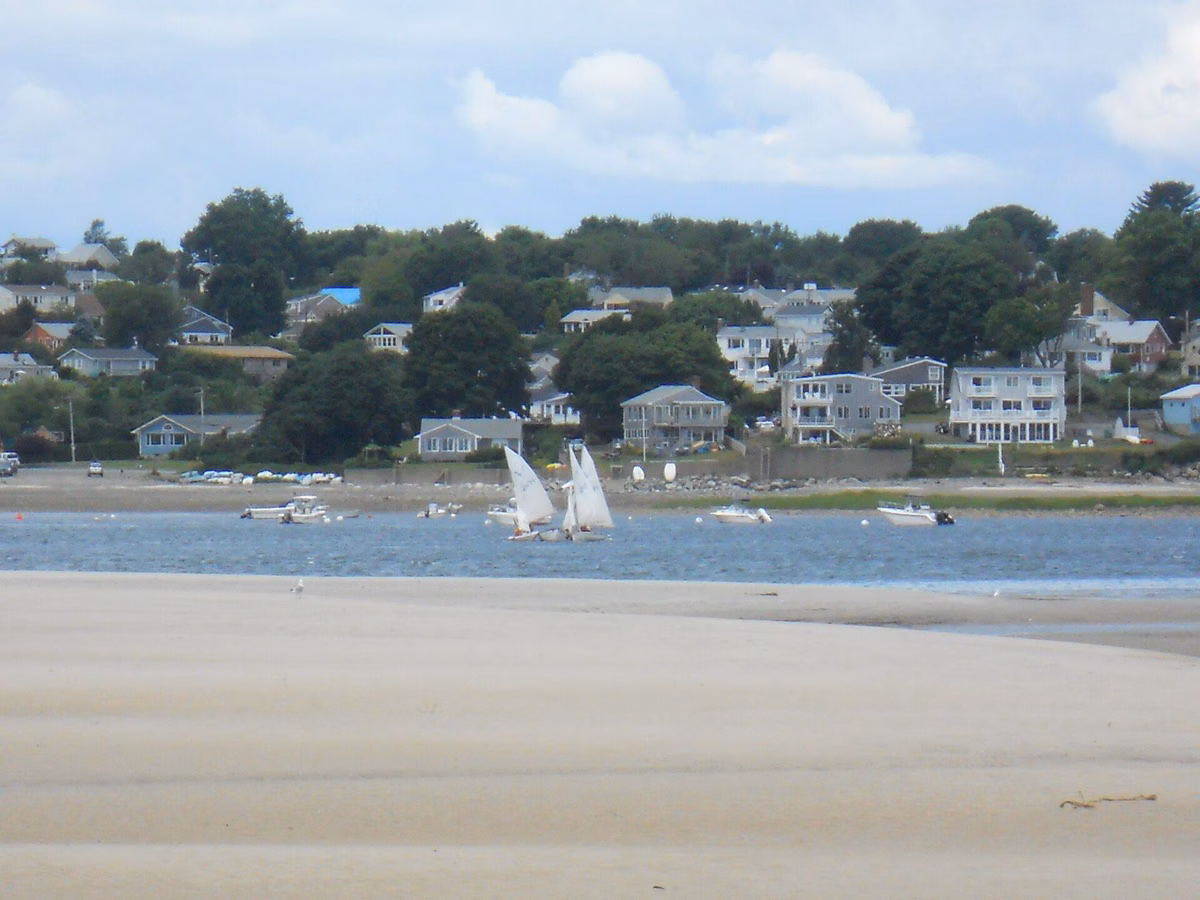 The mouth of Plum Island Sound at its south end, near the NOAA tide station for Crane Beach